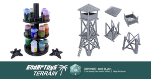 Shop update - 3-Tier Spinning Paint Rack for Tall Pots and Viking Watchtower